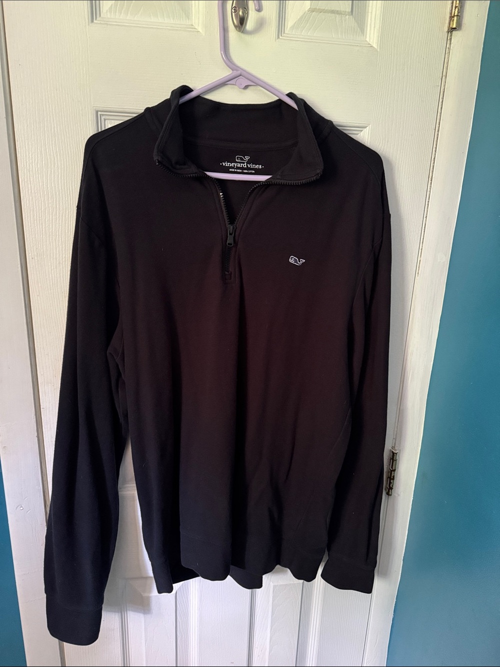 Vineyard Vines Black Half-Zip Pullover with Whale Logo